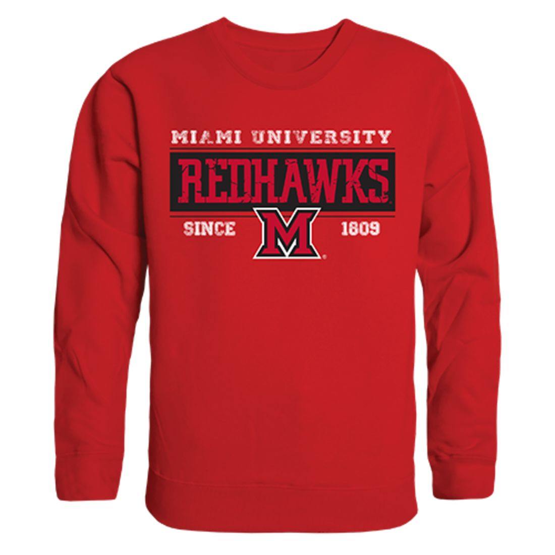 Miami University RedHawks Established Crewneck Pullover Sweatshirt Sweater Red