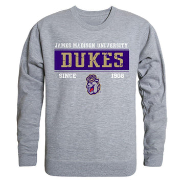 JMU James Madison University Dukes Established Crewneck Pullover Sweatshirt Sweater Heather Grey