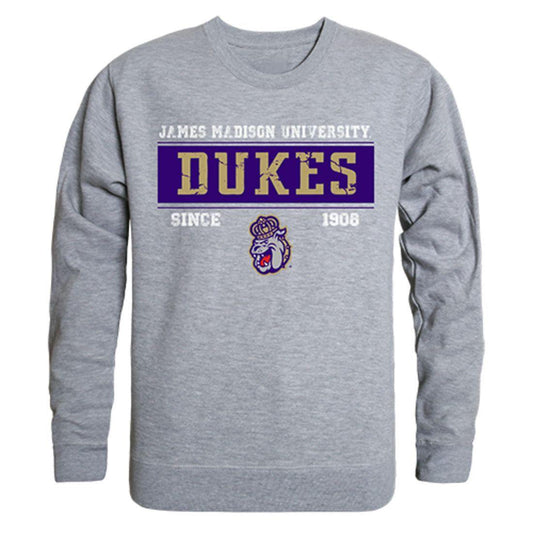 JMU James Madison University Dukes Established Crewneck Pullover Sweatshirt Sweater Heather Grey