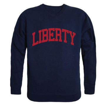 Liberty University Flames Arch Crewneck Pullover Sweatshirt Sweater Navy