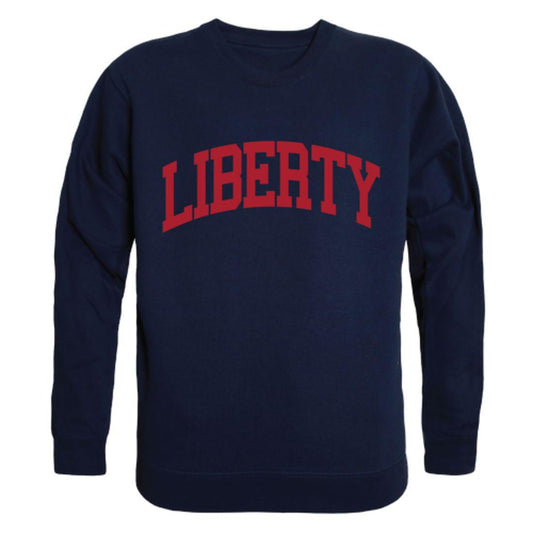 Liberty University Flames Arch Crewneck Pullover Sweatshirt Sweater Navy