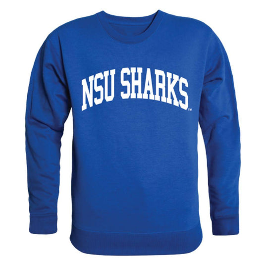 NSU Nova Southeastern University Sharks Arch Crewneck Pullover Sweatshirt Sweater Royal