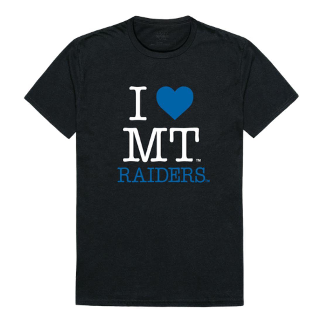 I Love MTSU Middle Tennessee State University Blue Raiders T-Shirt