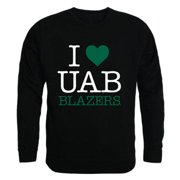 I Love UAB University of Alabama at Birmingham Blazers Crewneck Pullover Sweatshirt Sweater