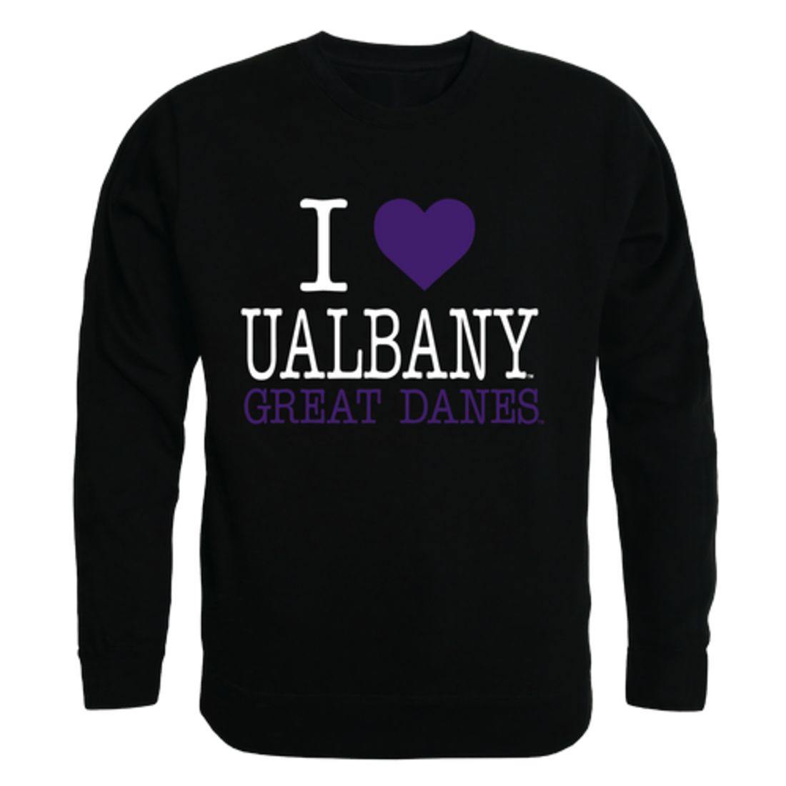 I Love UAlbany University at Albany The Great Danes Crewneck Pullover Sweatshirt Sweater