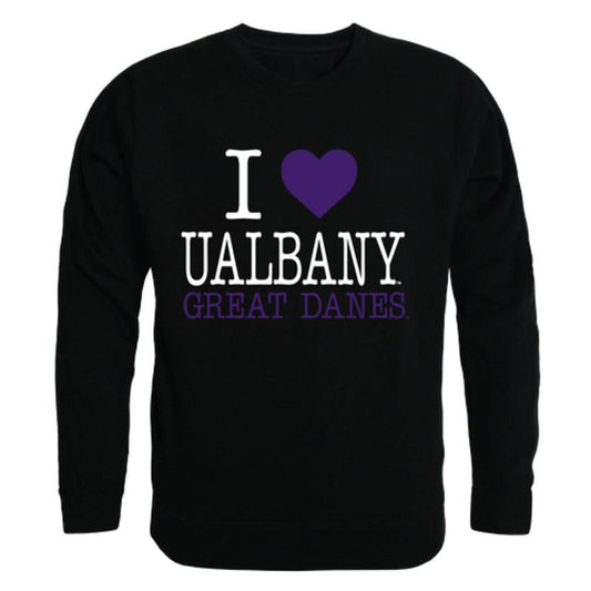 I Love UAlbany University at Albany The Great Danes Crewneck Pullover Sweatshirt Sweater