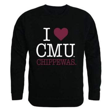 I Love CMU Central Michigan University Chippewas Crewneck Pullover Sweatshirt Sweater