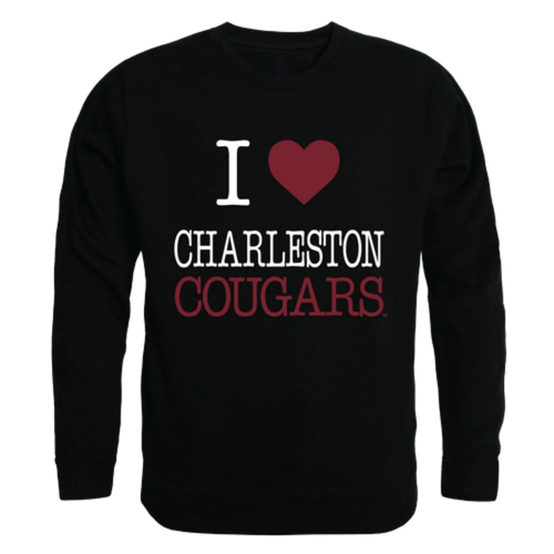 I Love COFC College of Charleston Cougars Crewneck Pullover Sweatshirt Sweater