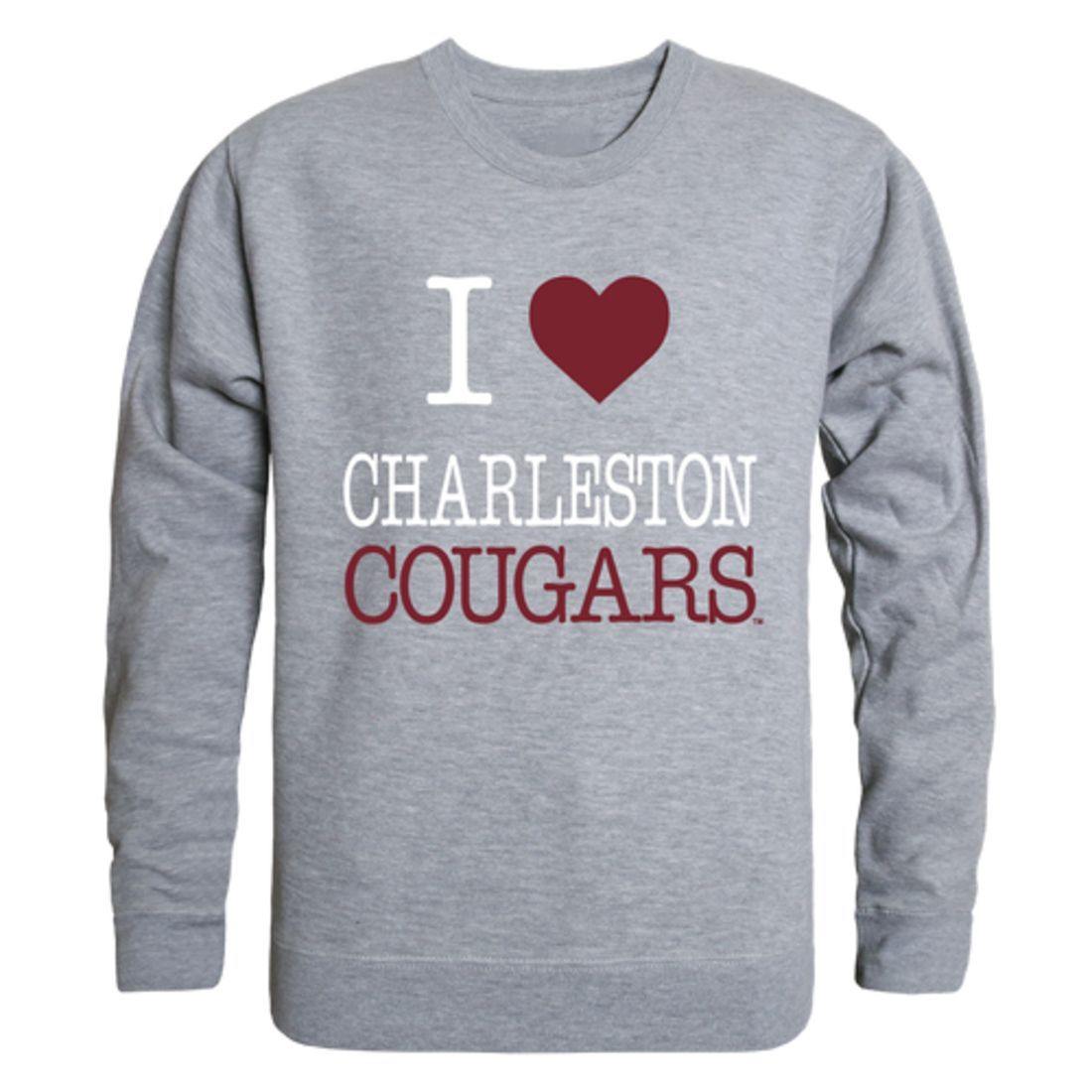 I Love COFC College of Charleston Cougars Crewneck Pullover Sweatshirt Sweater