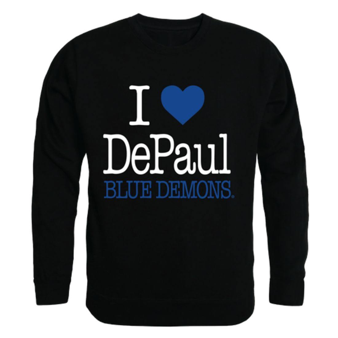 I Love DePaul University Blue Demons Crewneck Pullover Sweatshirt Sweater