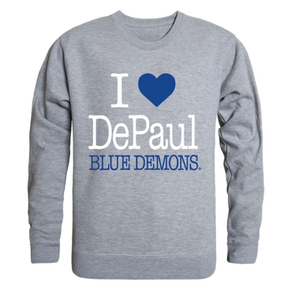I Love DePaul University Blue Demons Crewneck Pullover Sweatshirt Sweater