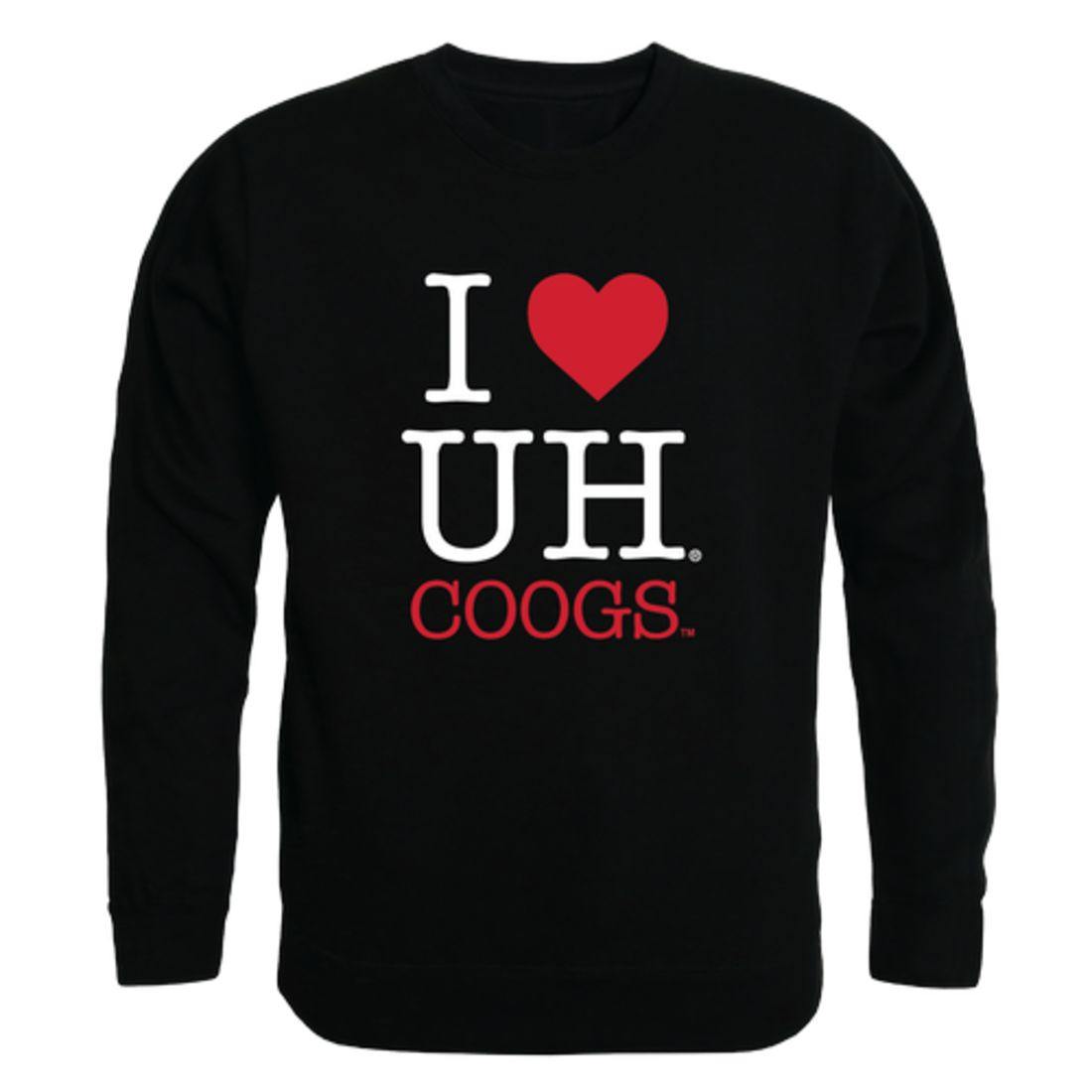I Love UH University of Houston Cougars Crewneck Pullover Sweatshirt Sweater
