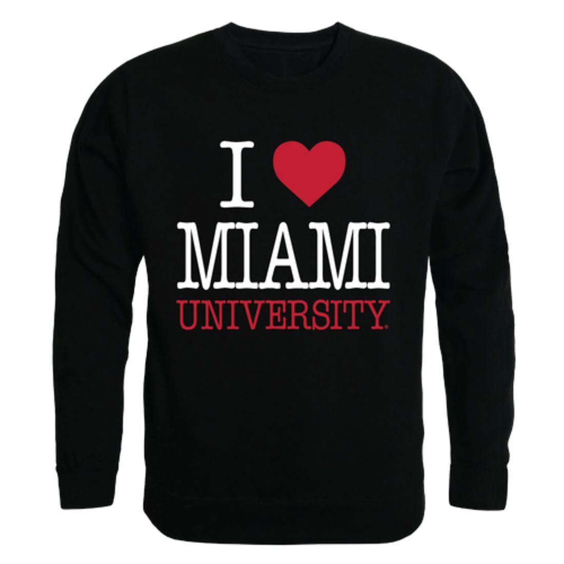 I Love Miami University RedHawks Crewneck Pullover Sweatshirt Sweater