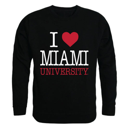 I Love Miami University RedHawks Crewneck Pullover Sweatshirt Sweater