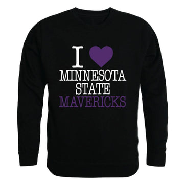 I Love MNSU Minnesota State University Mankato Mavericks Crewneck Pullover Sweatshirt Sweater