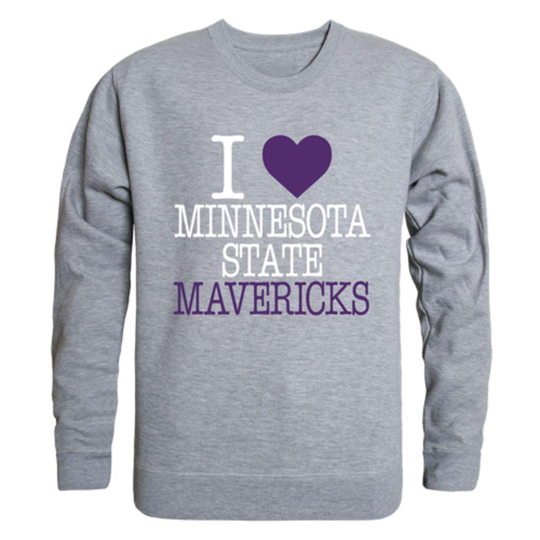 I Love MNSU Minnesota State University Mankato Mavericks Crewneck Pullover Sweatshirt Sweater