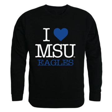 I Love MSU Morehead State University Eagles Crewneck Pullover Sweatshirt Sweater