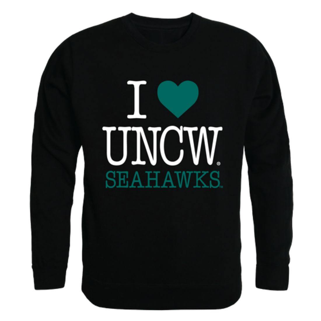 I Love UNCW University of North Carolina Wilmington Seahawks Crewneck Pullover Sweatshirt Sweater