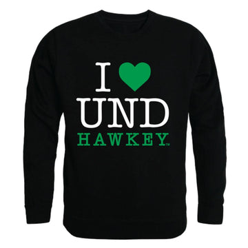 I Love UND University of North Dakota Fighting Hawks Crewneck Pullover Sweatshirt Sweater