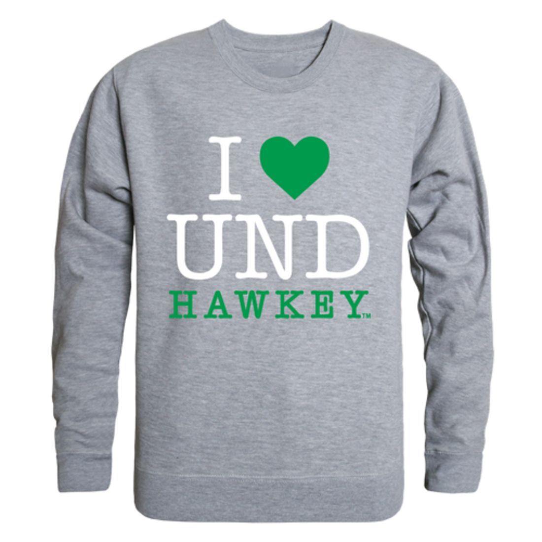 I Love UND University of North Dakota Fighting Hawks Crewneck Pullover Sweatshirt Sweater