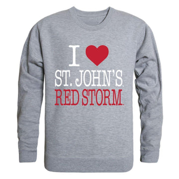 I Love St. Johns University Red Storm Crewneck Pullover Sweatshirt Sweater