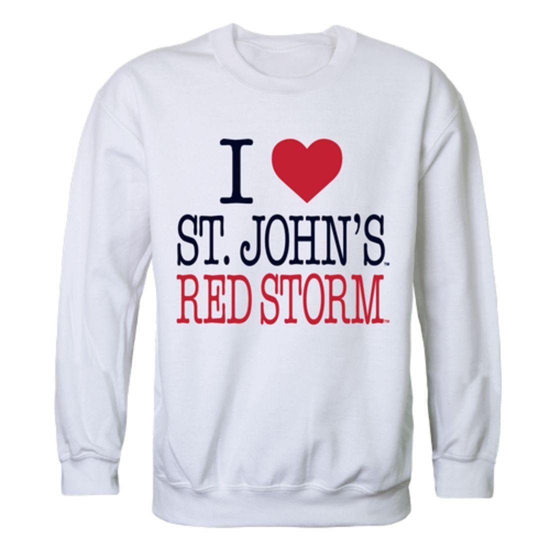 I Love St. Johns University Red Storm Crewneck Pullover Sweatshirt Sweater