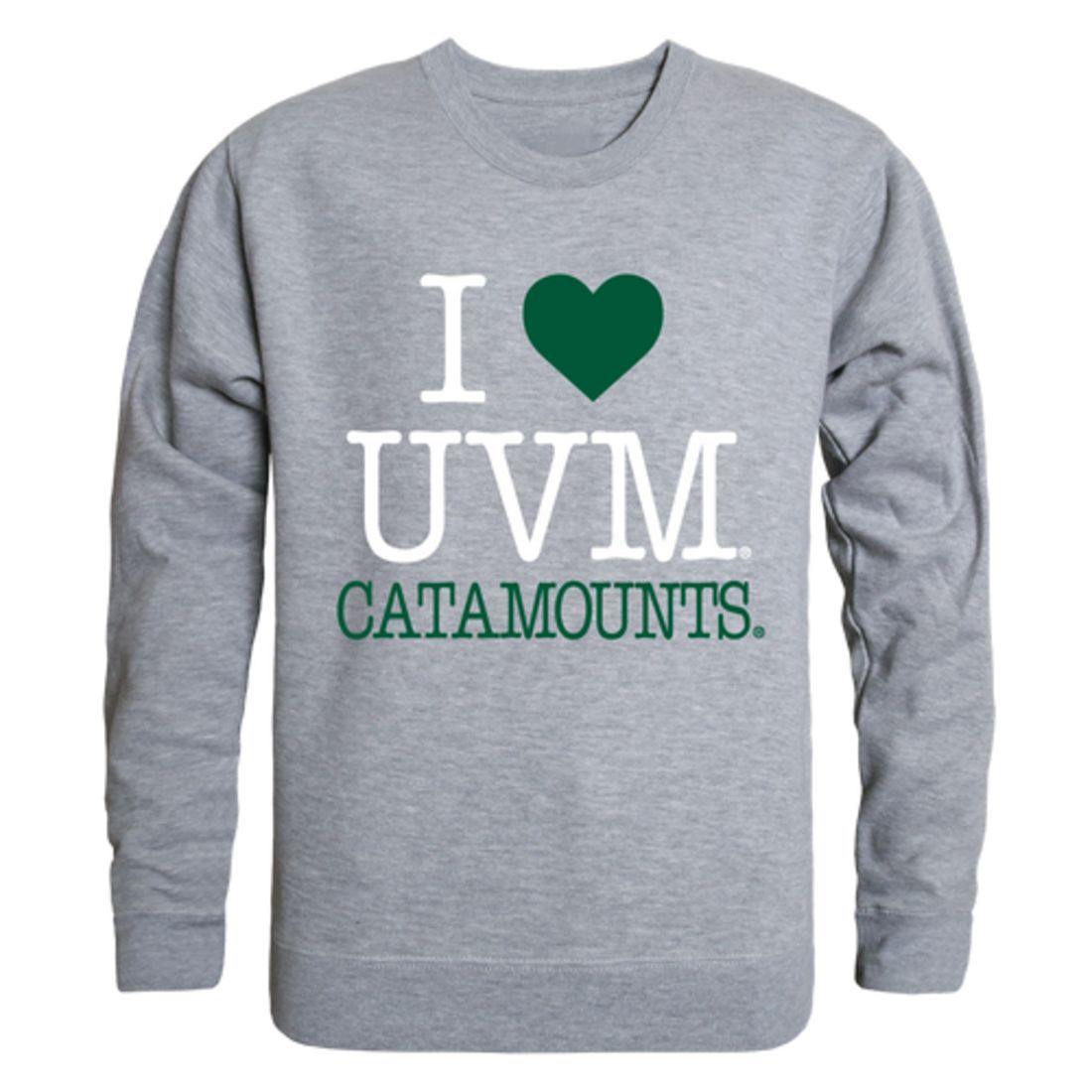 I Love UVM University of Vermont Catamounts Crewneck Pullover Sweatshirt Sweater