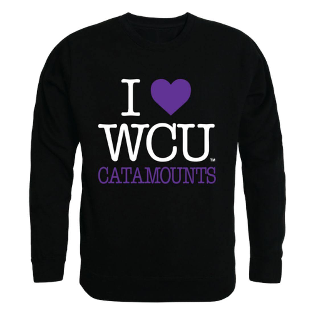 I Love WCU Western Carolina University Catamounts Crewneck Pullover Sweatshirt Sweater