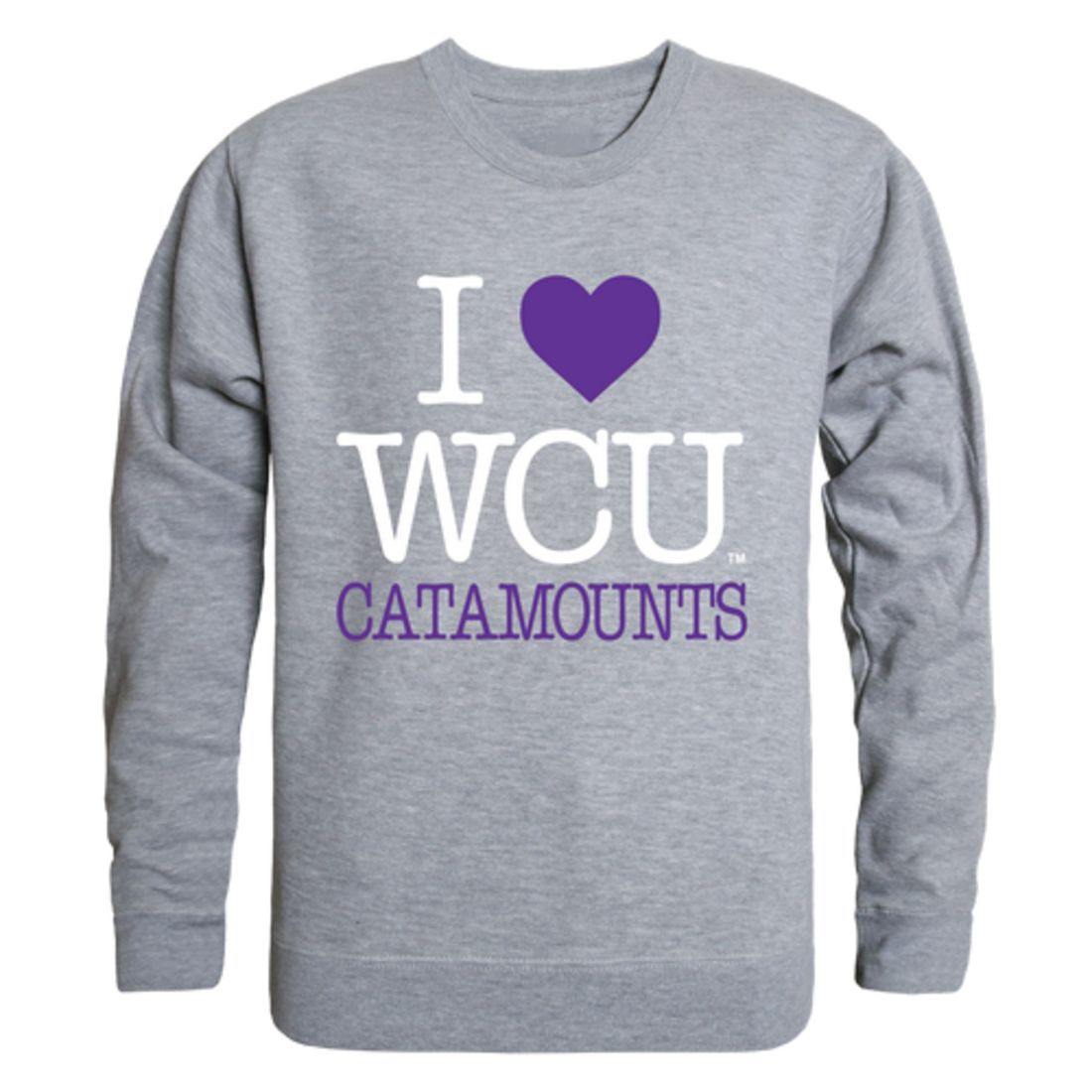 I Love WCU Western Carolina University Catamounts Crewneck Pullover Sweatshirt Sweater
