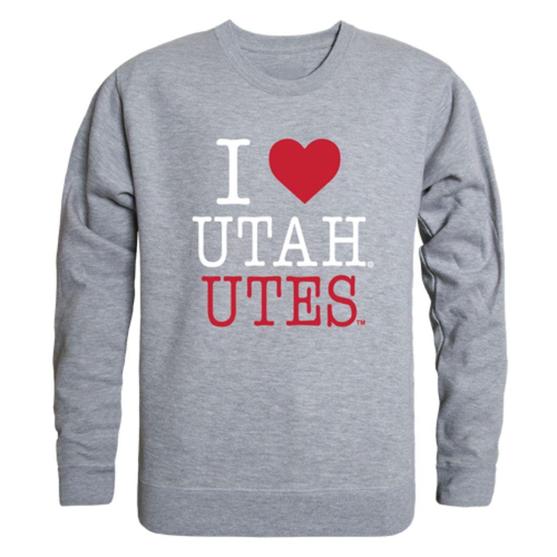 I Love University of Utah Utes Crewneck Pullover Sweatshirt Sweater
