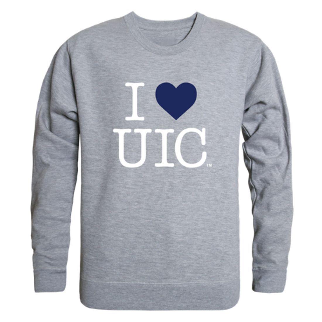 I Love UIC University of Illinois at Chicago Flames Crewneck Pullover Sweatshirt Sweater