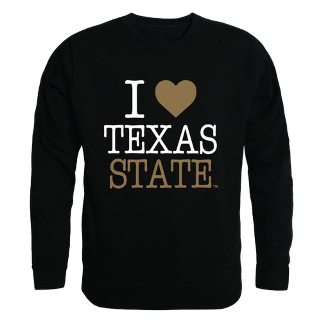 I Love Texas State University Bobcats Crewneck Pullover Sweatshirt Sweater