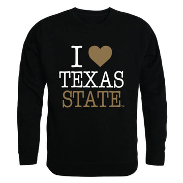 I Love Texas State University Bobcats Crewneck Pullover Sweatshirt Sweater