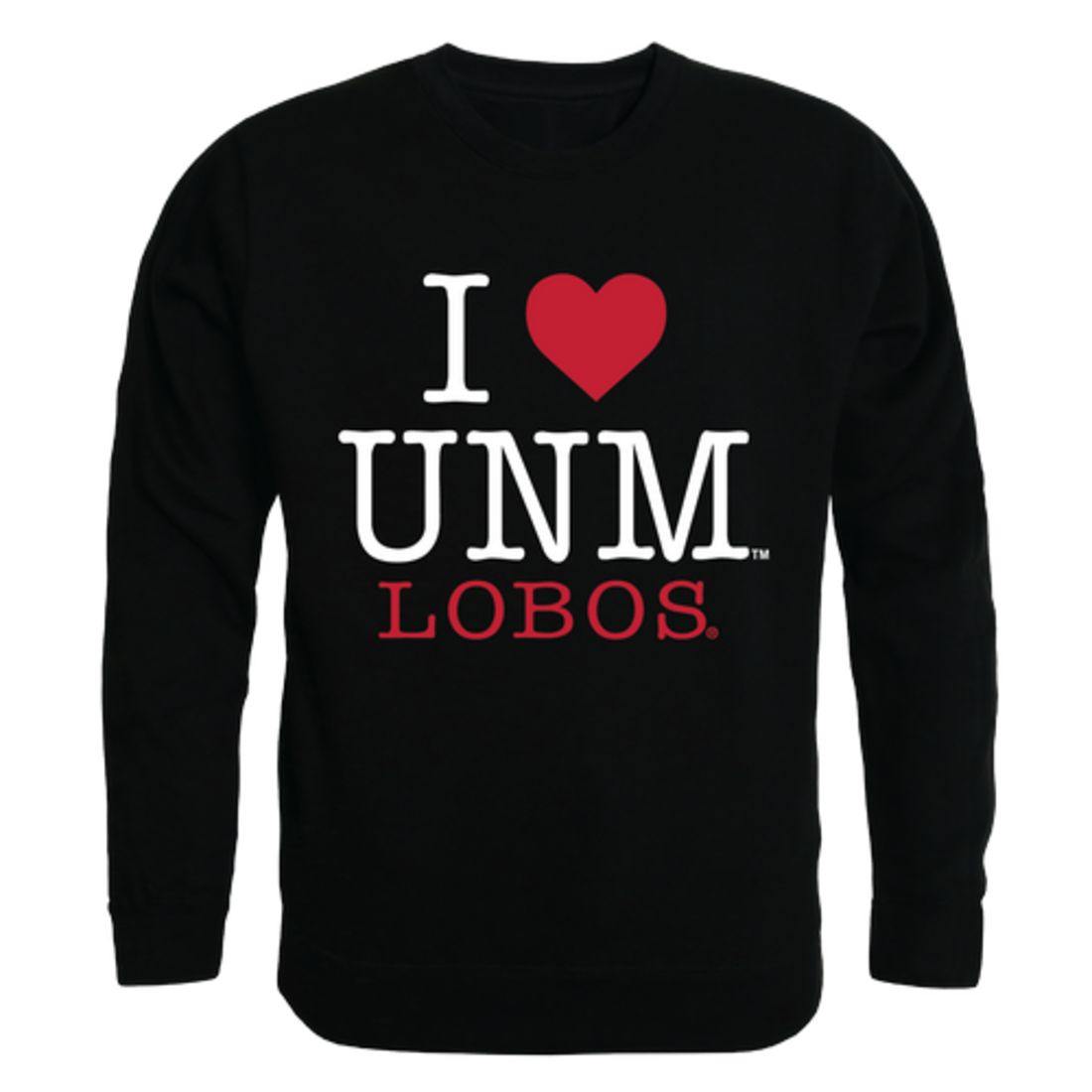I Love UNM University of New Mexico Lobos Crewneck Pullover Sweatshirt Sweater