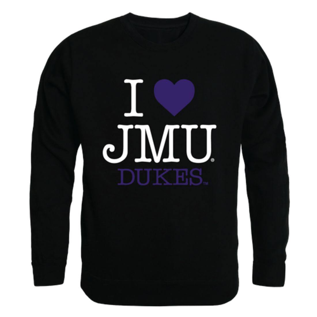 I Love JMU James Madison University Dukes Crewneck Pullover Sweatshirt Sweater
