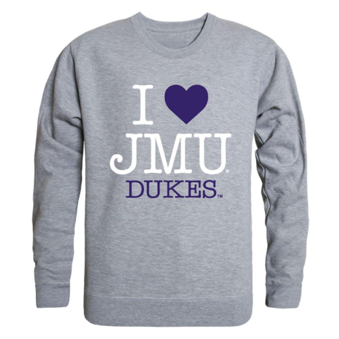 I Love JMU James Madison University Dukes Crewneck Pullover Sweatshirt Sweater