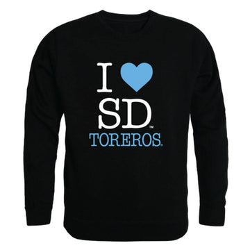 I Love USD University of San Diego Toreros Crewneck Pullover Sweatshirt Sweater