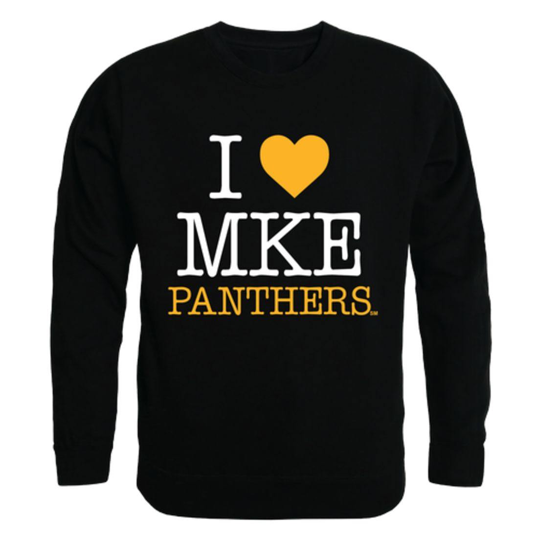 I Love UW University of Wisconsin Milwaukee Panthers Crewneck Pullover Sweatshirt Sweater