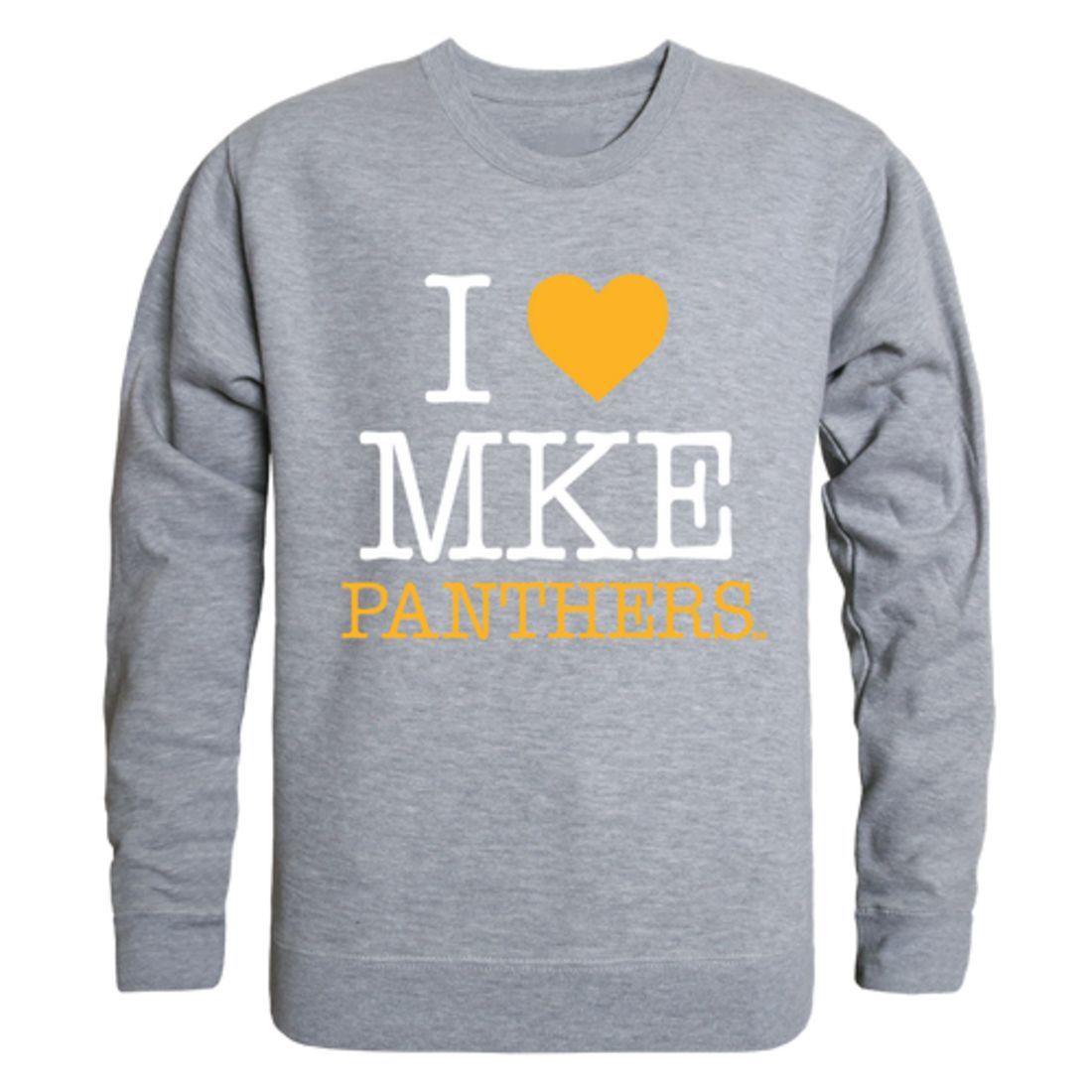 I Love UW University of Wisconsin Milwaukee Panthers Crewneck Pullover Sweatshirt Sweater