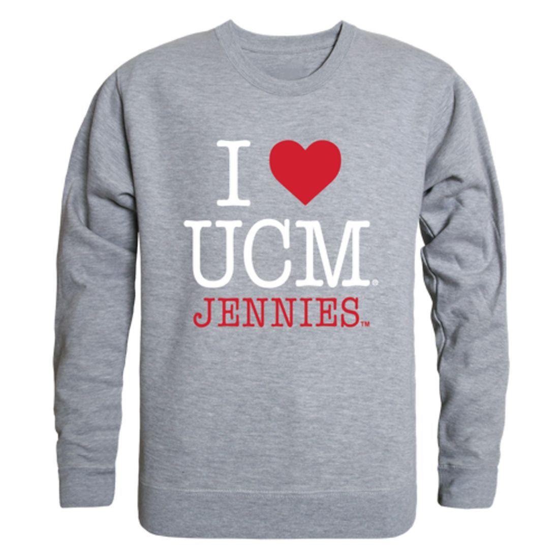 I Love UCM University of Central Missouri Mules Crewneck Pullover Sweatshirt Sweater