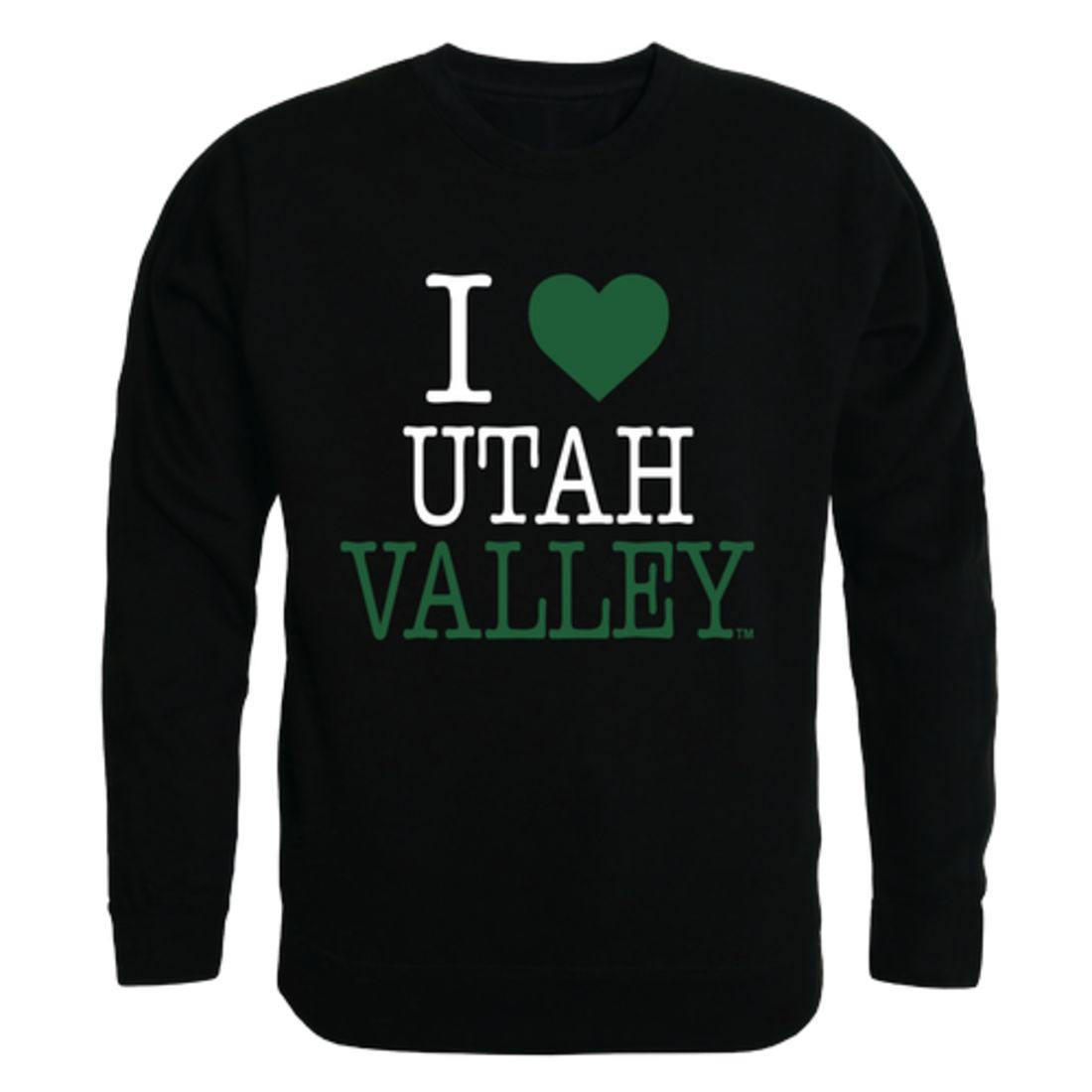 I Love UVU Utah Valley University Wolverines Crewneck Pullover Sweatshirt Sweater