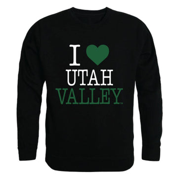 I Love UVU Utah Valley University Wolverines Crewneck Pullover Sweatshirt Sweater