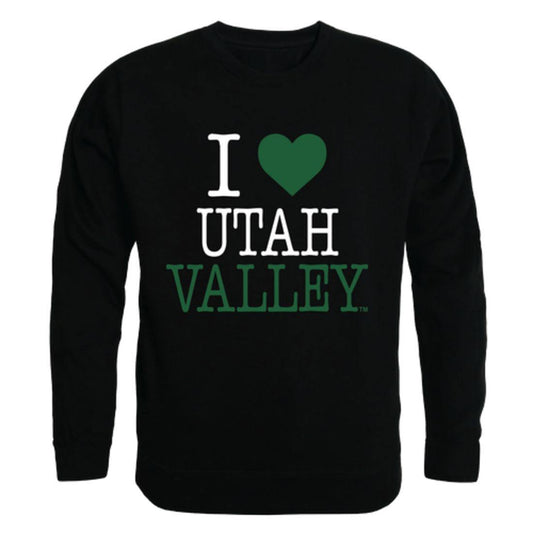 I Love UVU Utah Valley University Wolverines Crewneck Pullover Sweatshirt Sweater