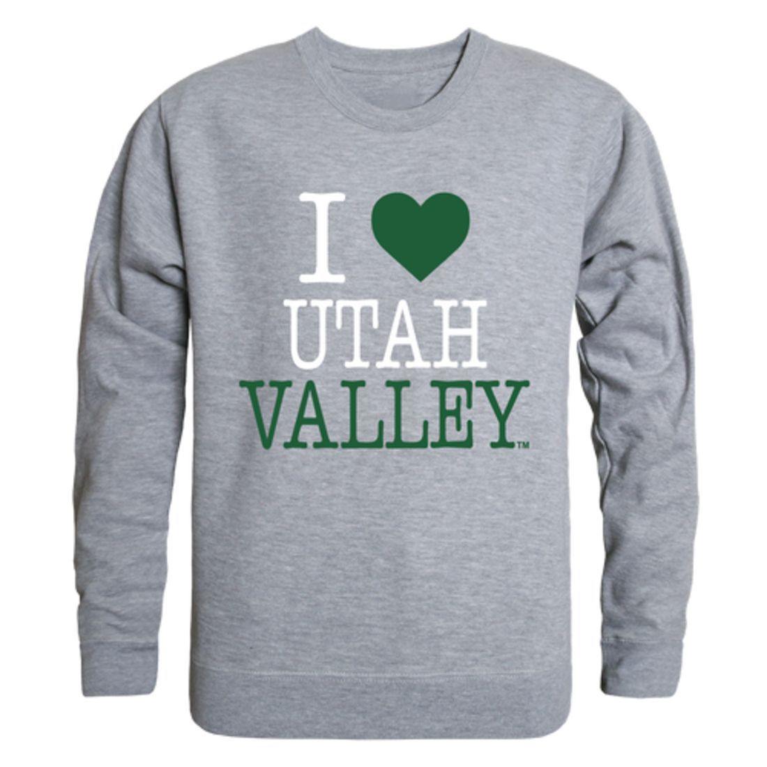 I Love UVU Utah Valley University Wolverines Crewneck Pullover Sweatshirt Sweater