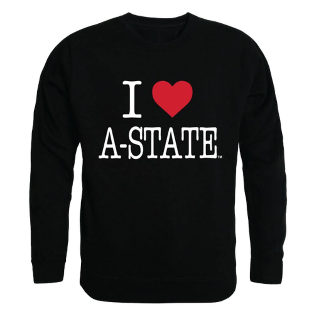 I Love Arkansas State University A-State Red Wolves Crewneck Pullover Sweatshirt Sweater