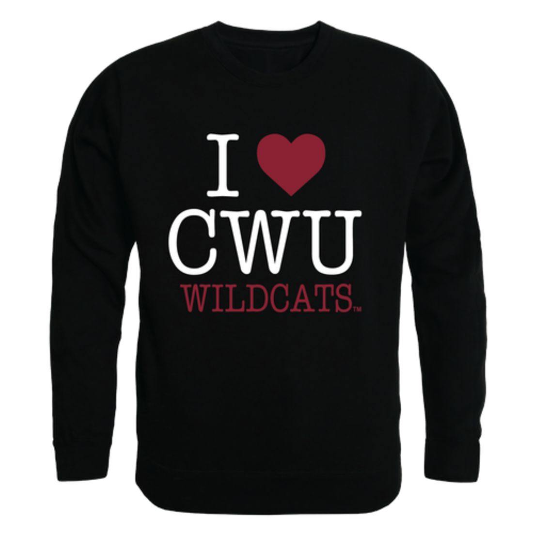I Love CWU Central Washington University Wildcats Crewneck Pullover Sweatshirt Sweater