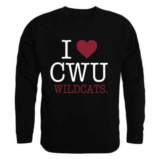 I Love CWU Central Washington University Wildcats Crewneck Pullover Sweatshirt Sweater