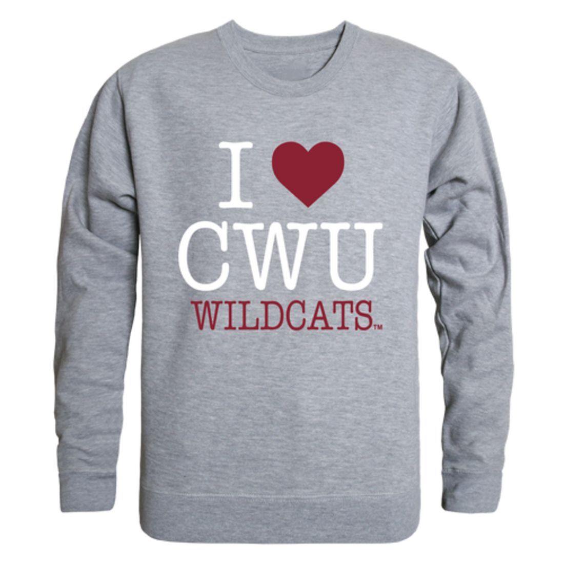 I Love CWU Central Washington University Wildcats Crewneck Pullover Sweatshirt Sweater
