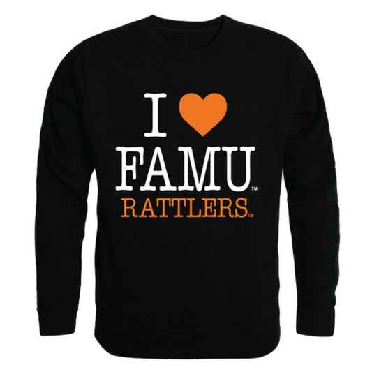 I Love FAMU Florida A&M University Rattlers Crewneck Pullover Sweatshirt Sweater