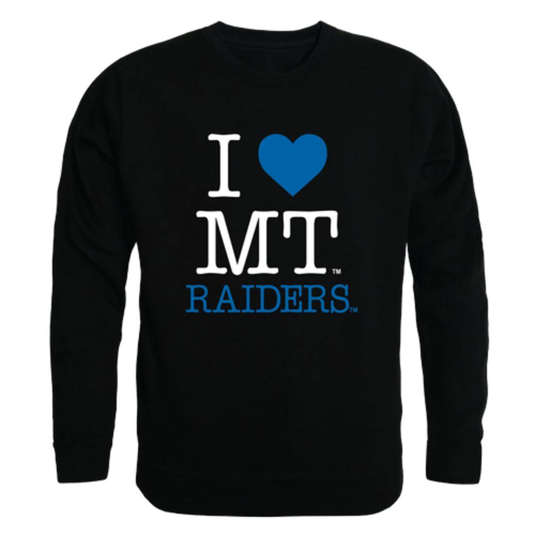 I Love MTSU Middle Tennessee State University Blue Raiders Crewneck Pullover Sweatshirt Sweater